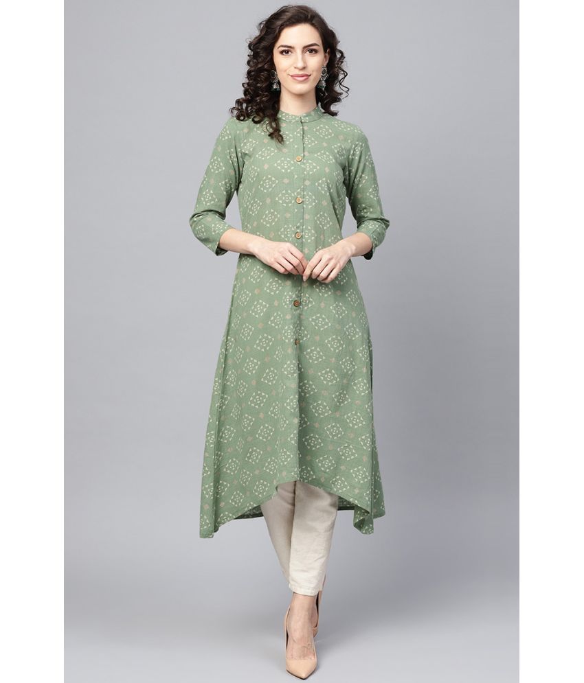     			Vaamsi Cotton Printed A-line Women's Kurti - Green ( Pack of 1 )
