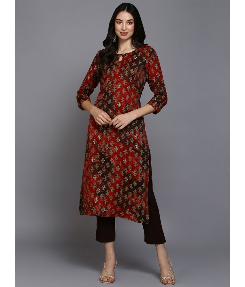     			Vaamsi Silk Blend Printed Straight Women's Kurti - Red ( Pack of 1 )