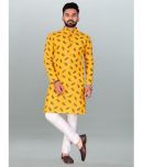 FRELURO Yellow Cotton Blend Men's Regular Kurta ( Pack of 1 )