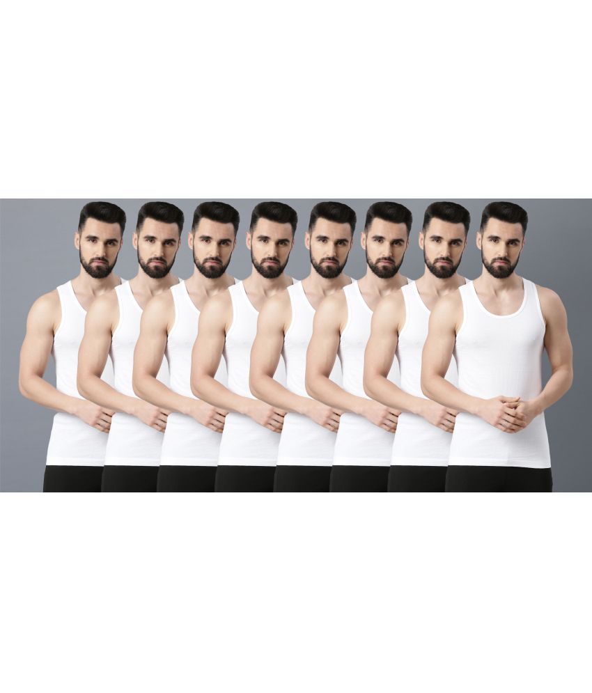     			Force NXT Pack of 8 Cotton Men's Vest ( White )