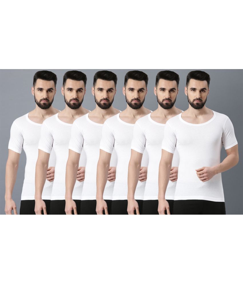     			Force NXT Pack of 6 Cotton Half Sleeve vest For Men ( White )