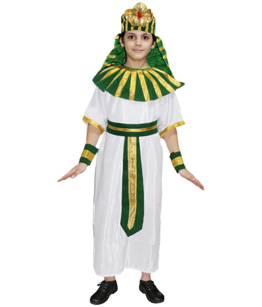     			Kaku Fancy Dresses International Ethnic Wear Egyptian God/Greek God Costume -Green, White & Gold, 7-8 Years, For Boys & Girls