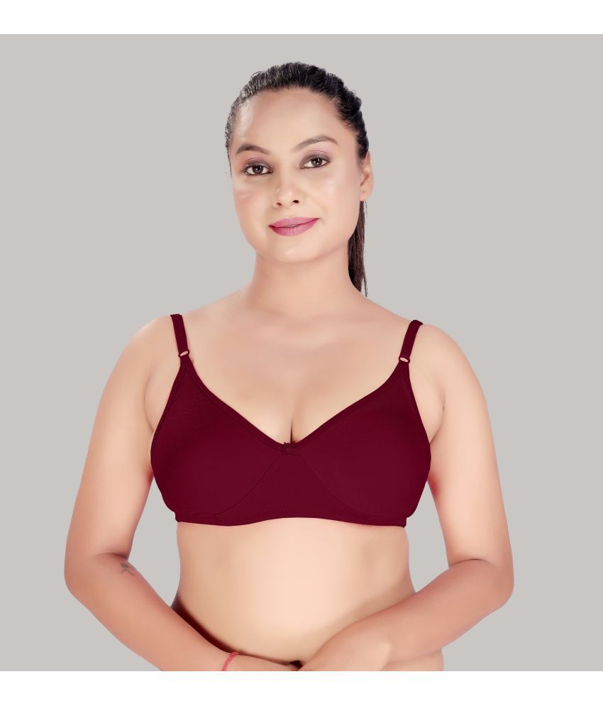     			M A FASHION Maroon Cotton Non Padded Women's Push Up Bra ( Pack of 1 )