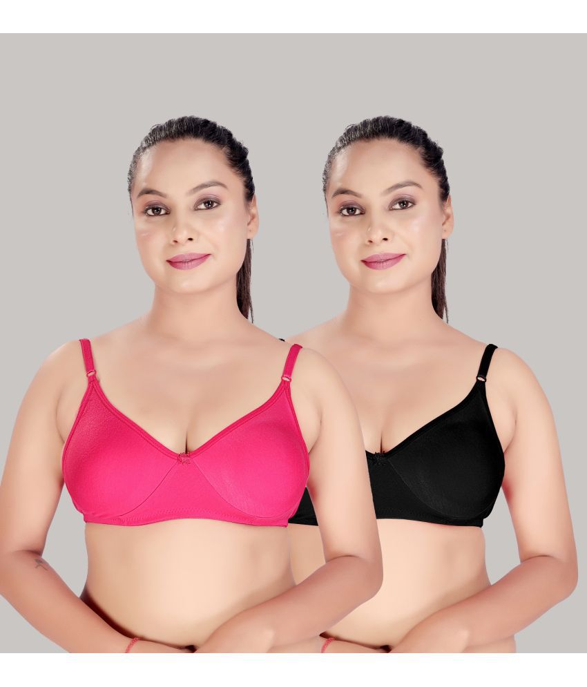     			M A FASHION Multicolor Cotton Non Padded Women's Push Up Bra ( Pack of 2 )