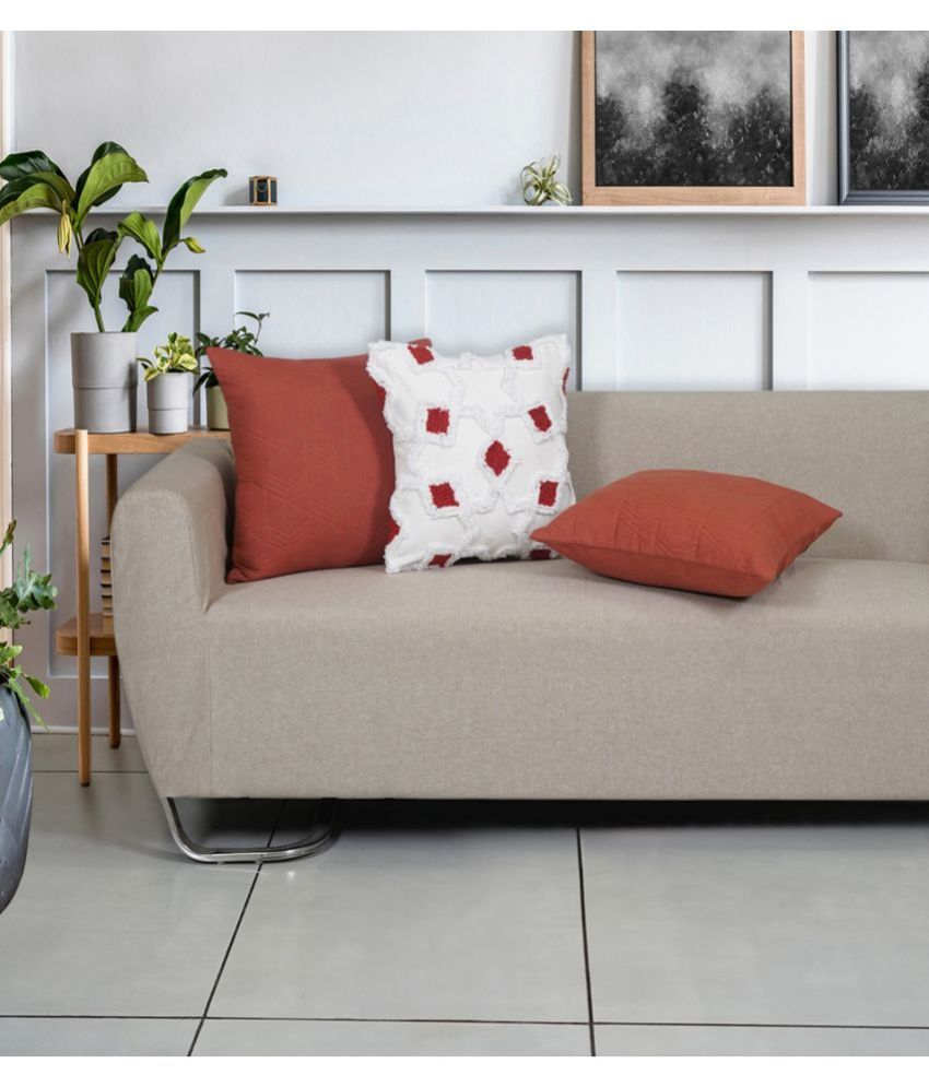     			ODE & CLEO Set of 3 Cotton Ethnic Square Cushion Cover (45X45)cm - Orange