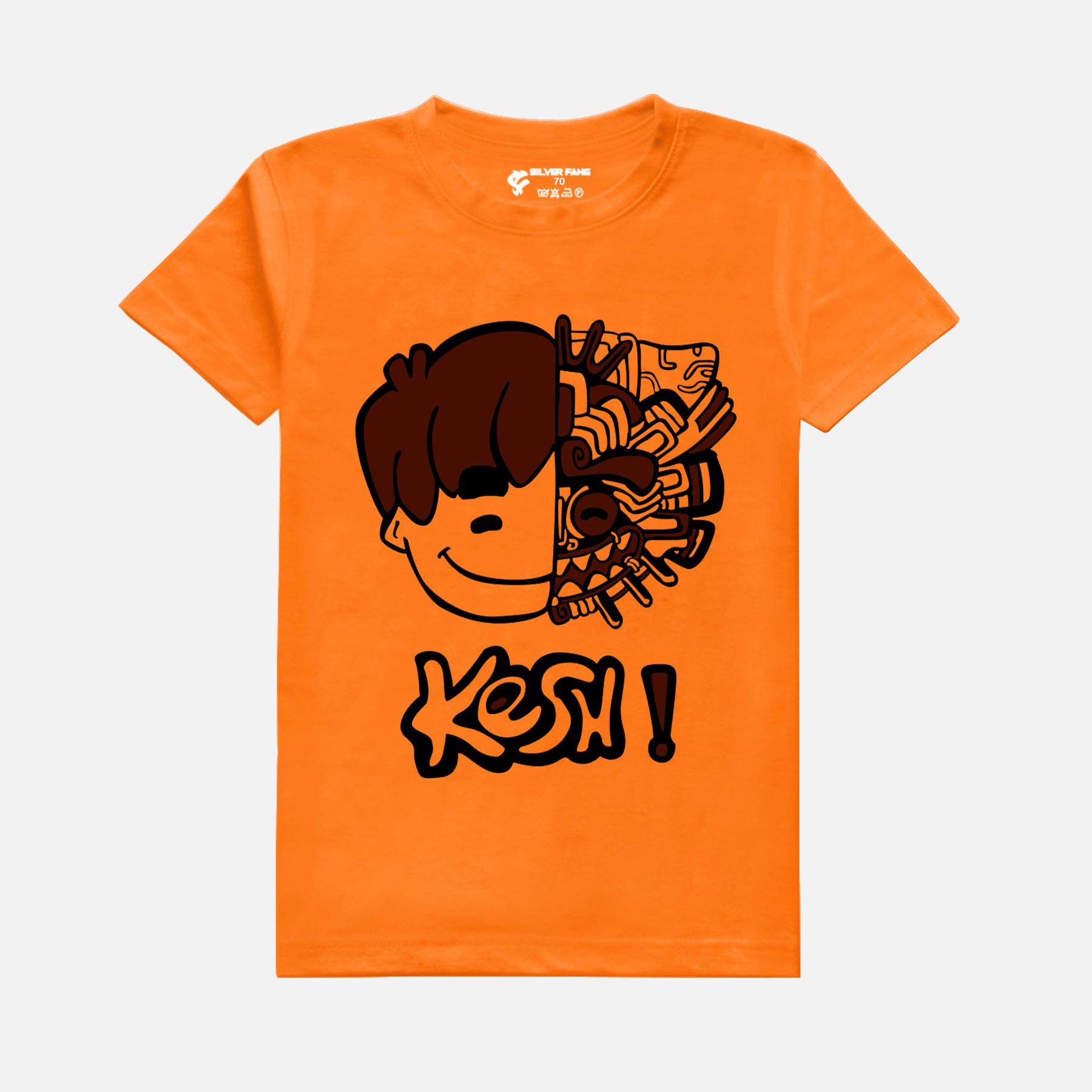     			SILVER FANG Orange Cotton Boy's T-Shirt ( Pack of 1 )