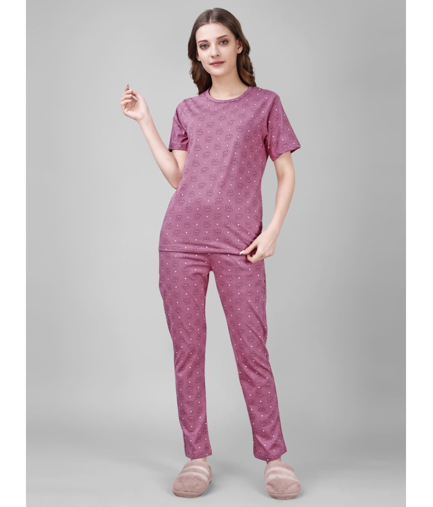     			Smarty Pants Pink Cotton Women's Nightwear Nightsuit Sets ( Pack of 1 )