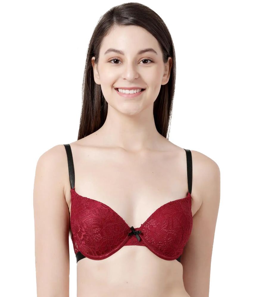     			Susie Lace Women's Plunge Bra ( Red ) S002-Maroon