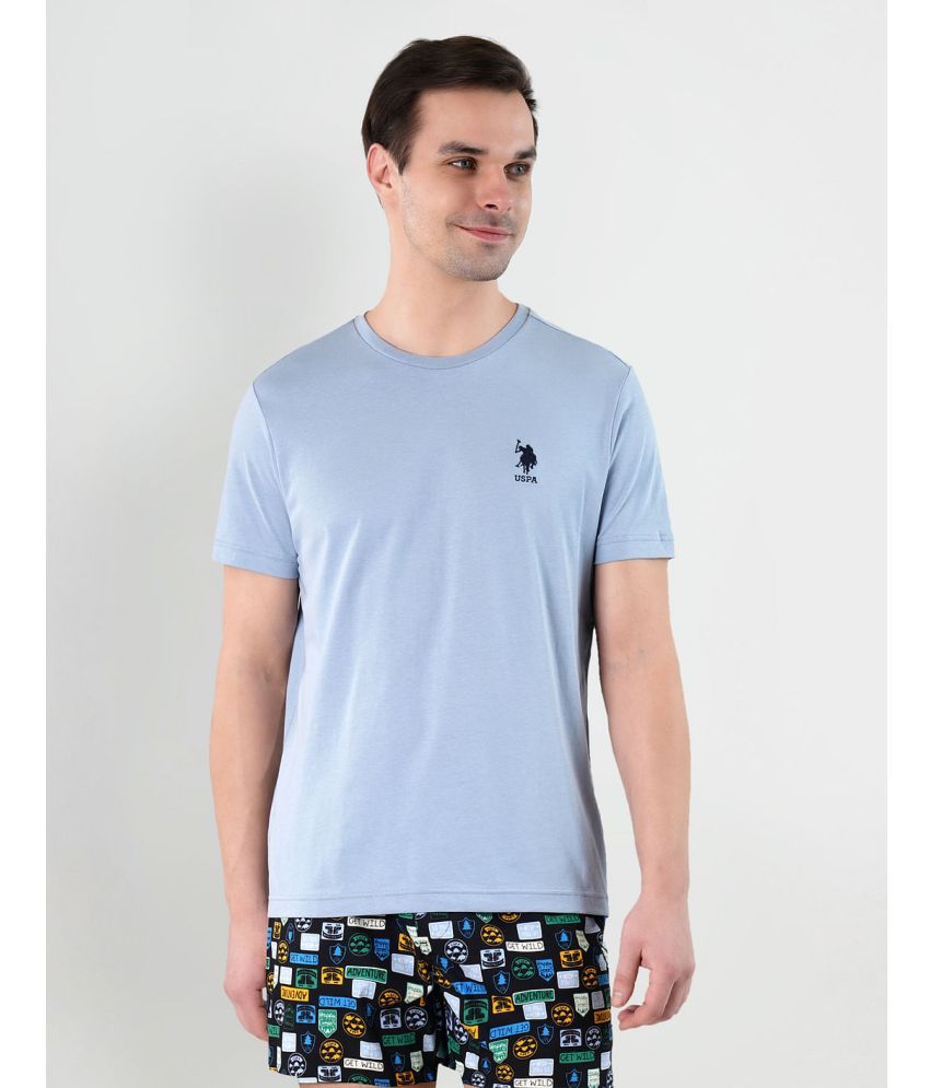     			U.S. Polo Assn. Cotton Regular Fit Solid Half Sleeves Men's T-Shirt - Sky Blue ( Pack of 1 )