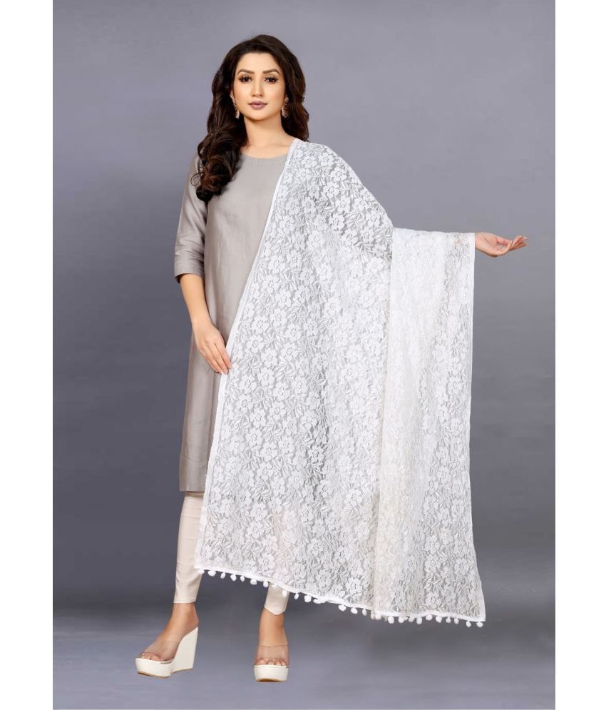     			A TO Z CART White Georgette Women's Dupatta - ( Pack of 1 )