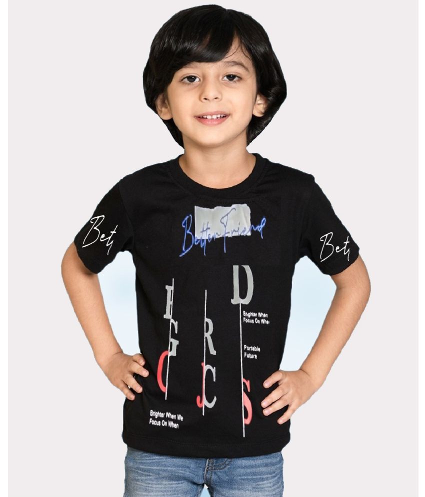     			Nimfill Black Cotton Boy's T-Shirt ( Pack of 1 )