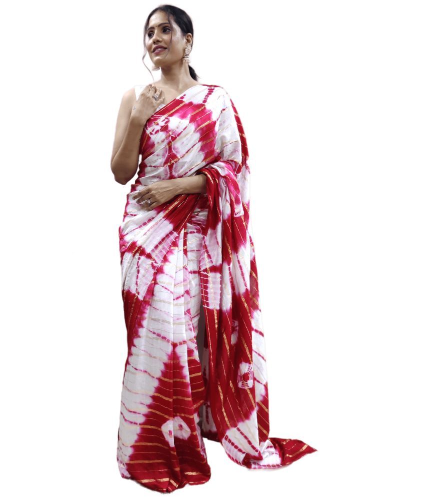     			Sidhidata Nylon Colorblock Saree With Blouse Piece - Red ( Pack of 1 )