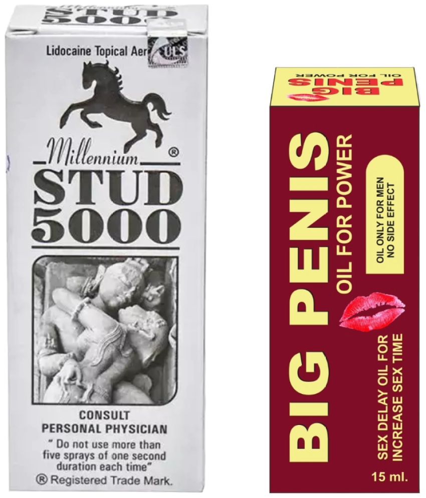     			Stud 5000 Delay Spray for Men 20gm Pack with Ayurvedic Big Penis Massage Oil for Men 15ml Combo