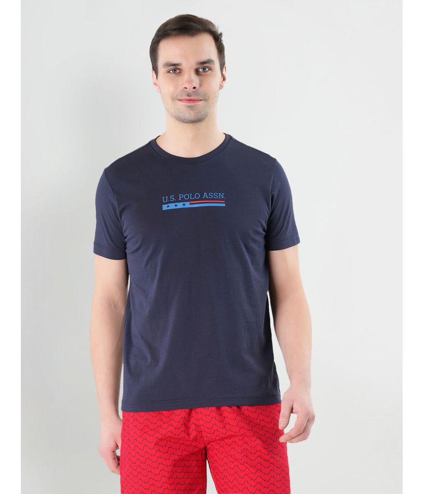     			U.S. Polo Assn. Cotton Regular Fit Printed Half Sleeves Men's T-Shirt - Navy ( Pack of 1 )