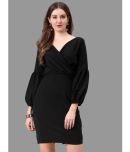 A TO Z CART Polyester Solid Above Knee Women's Bodycon Dress - Black ( Pack of 1 )