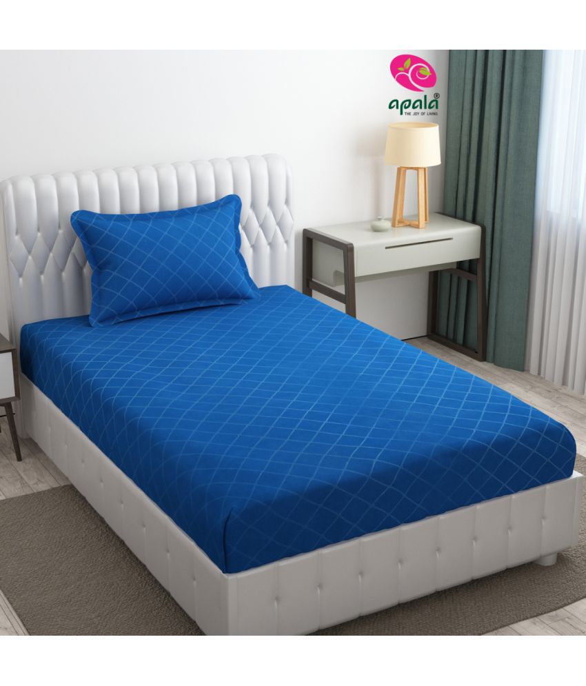     			Apala Microfiber Geometric 1 Single Bedsheet with 1 Pillow Cover - Blue