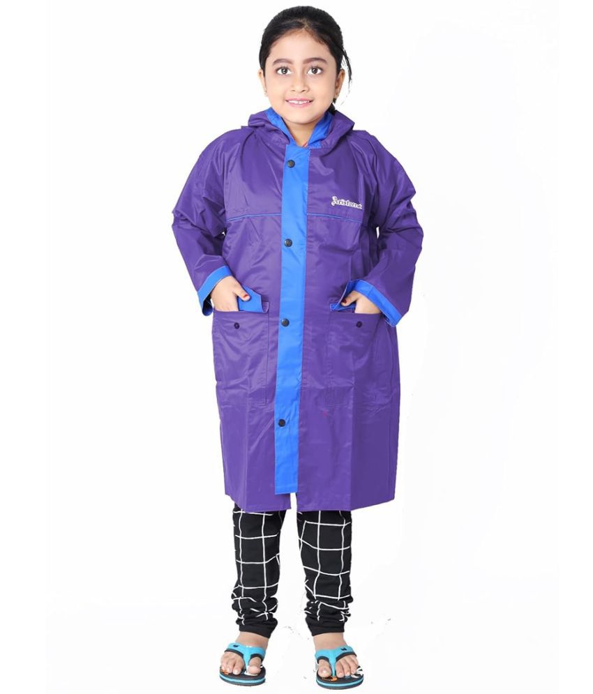     			Aristocrat Rainwear Girls Knee Length Waterproof Raincoat with Hood | Kids Washable Barsati Rainsuit with Two Front Pockets and School Bag Space
