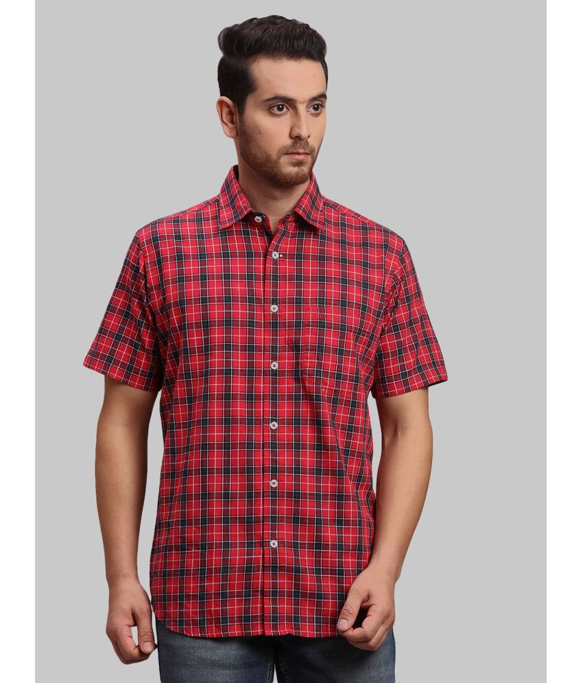     			Colorplus 100% Cotton Regular Fit Checks Half Sleeves Men's Casual Shirt - Red ( Pack of 1 )
