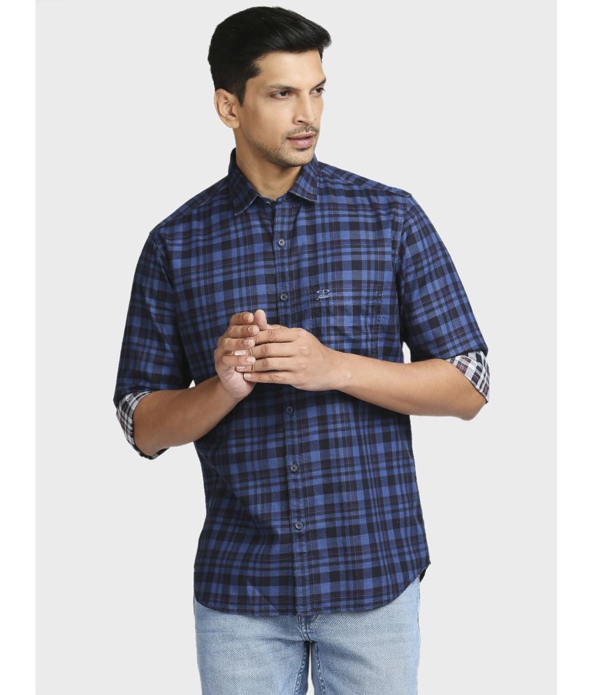     			Colorplus 100% Cotton Regular Fit Striped Full Sleeves Men's Casual Shirt - Blue ( Pack of 1 )