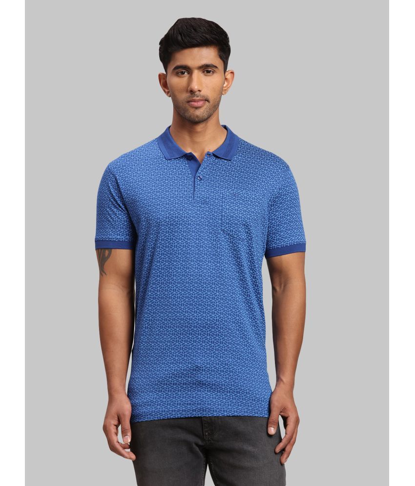     			Colorplus Cotton Regular Fit Printed Half Sleeves Men's Polo T Shirt - Blue ( Pack of 1 )