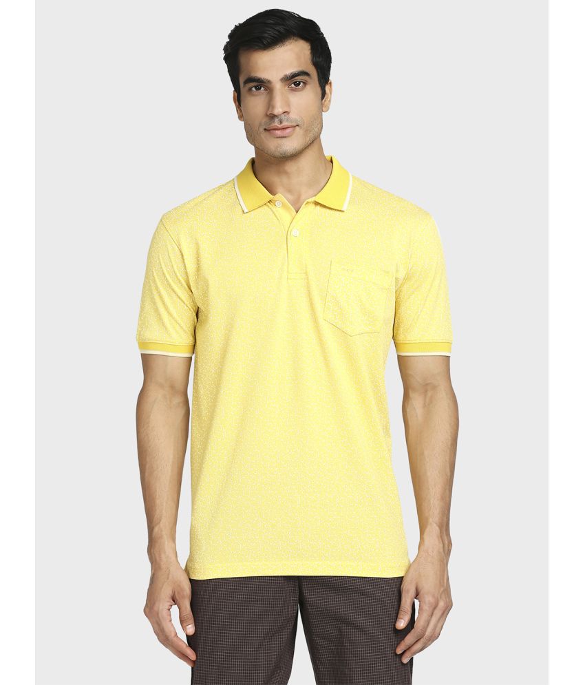     			Colorplus Cotton Regular Fit Printed Half Sleeves Men's Polo T Shirt - Yellow ( Pack of 1 )