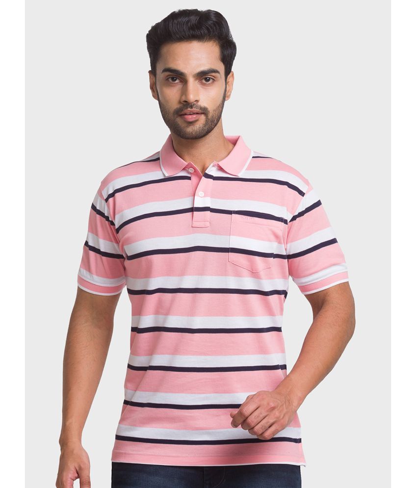     			Colorplus Cotton Regular Fit Striped Half Sleeves Men's Polo T Shirt - Red ( Pack of 1 )