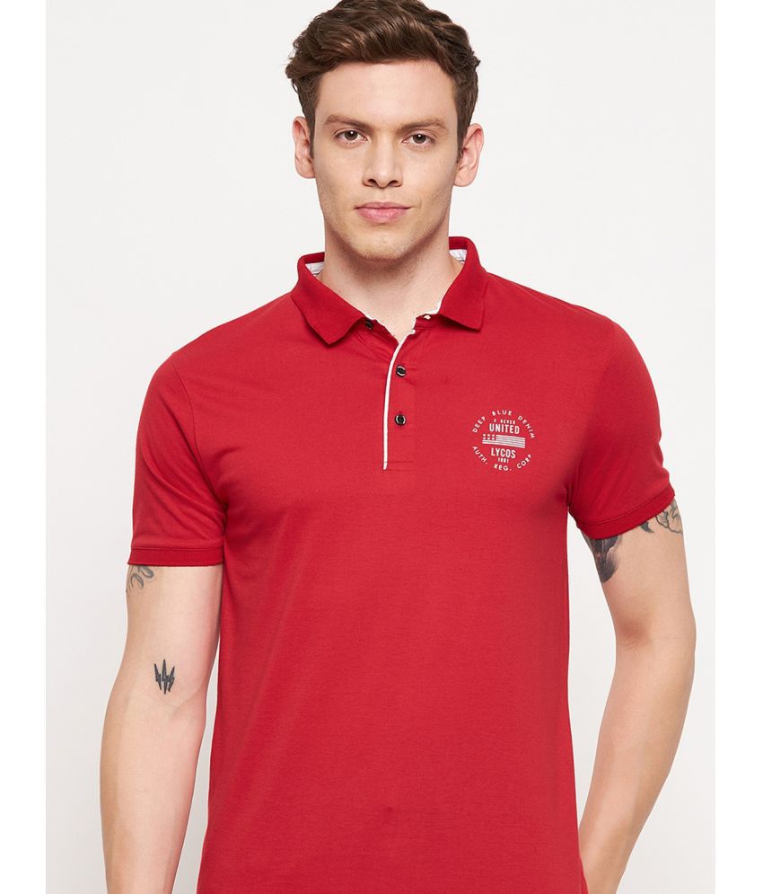     			Lycos Cotton Blend Regular Fit Solid Half Sleeves Men's Polo T Shirt - Red ( Pack of 1 )