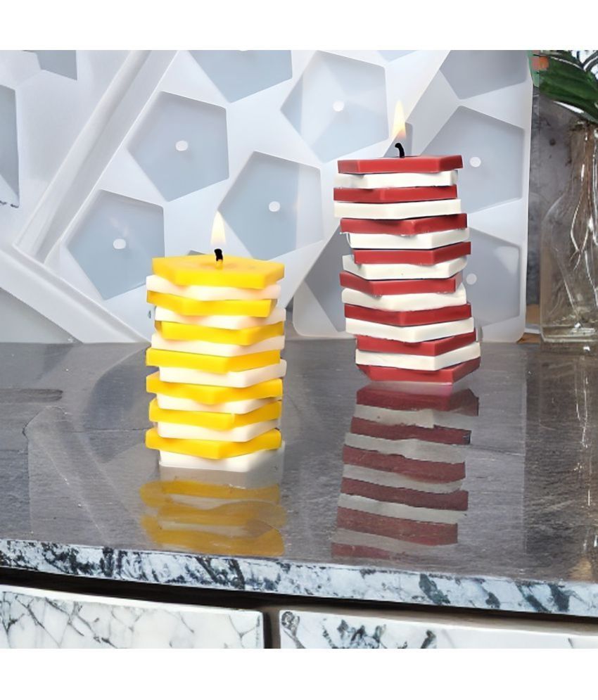     			SS ENTERPRISE Multicolour Pillar Candle 5 cm ( Pack of 2 )