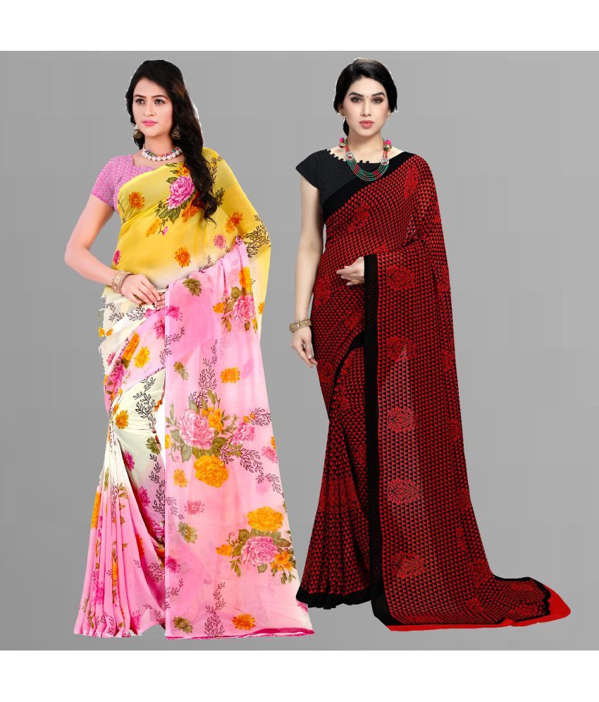     			Sherine - Multicolour Georgette Saree With Blouse Piece ( Pack of 2 )