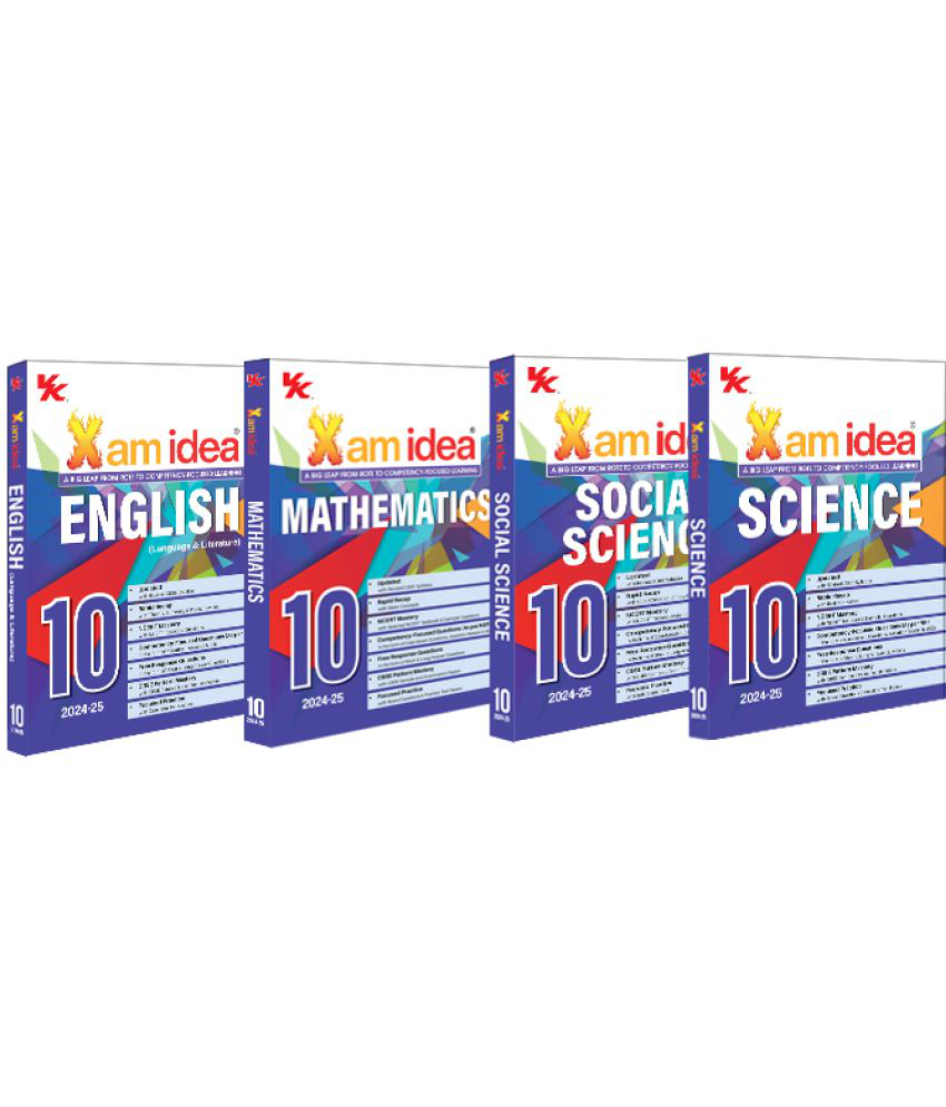     			Xam idea Bundle Set of 4 (Science, Social Science, Mathematics & English (Lang. & Lit) Class 10 CBSE | Chapterwise Question Bank| | 2024-25 Exam