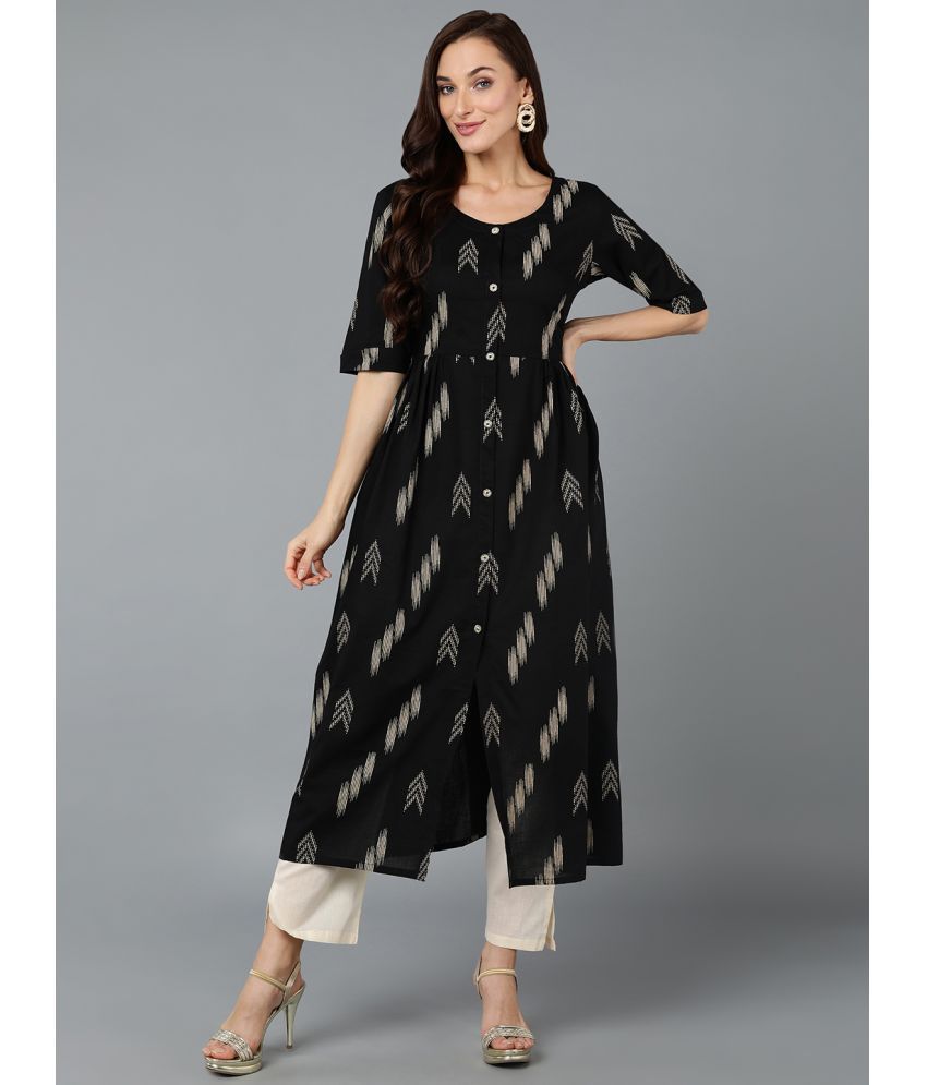     			Vaamsi Cotton Printed A-line Women's Kurti - Black ( Pack of 1 )