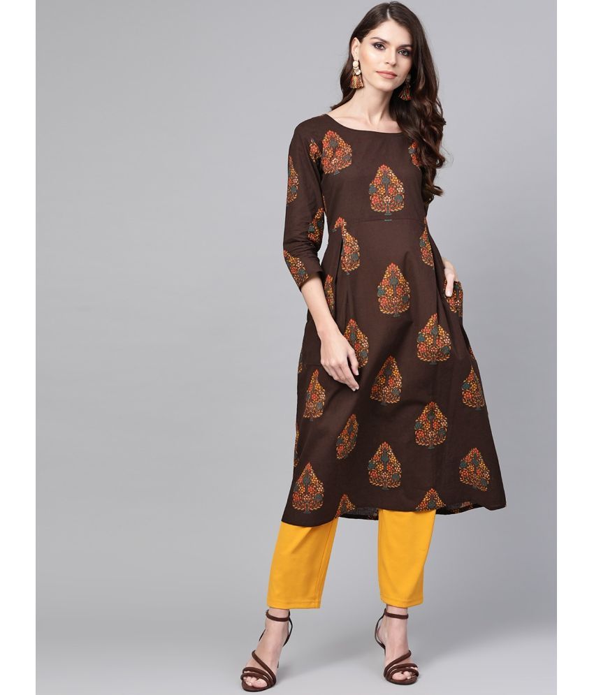     			Vaamsi Cotton Printed A-line Women's Kurti - Coffee ( Pack of 1 )