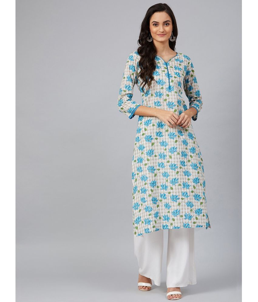     			Vaamsi Cotton Printed Straight Women's Kurti - White ( Pack of 1 )