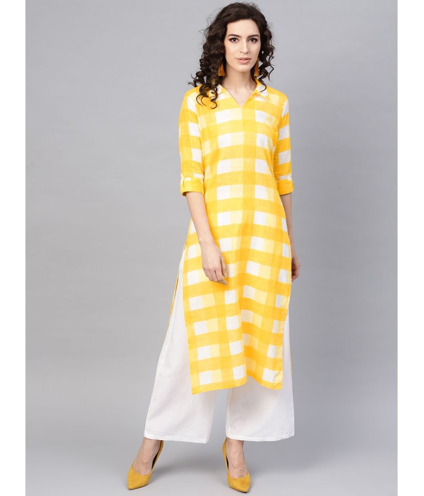     			Vaamsi Cotton Printed Straight Women's Kurti - Yellow ( Pack of 1 )