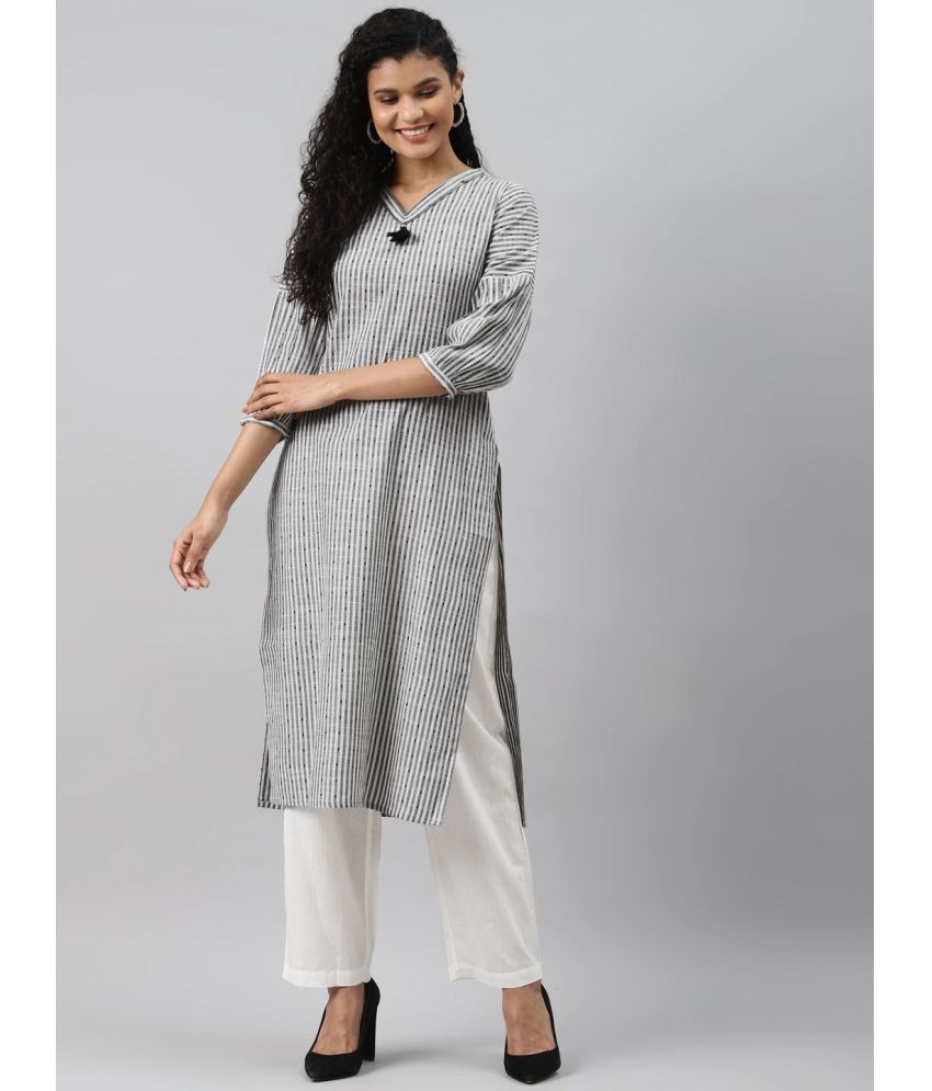     			Vaamsi Cotton Printed Straight Women's Kurti - Grey ( Pack of 1 )