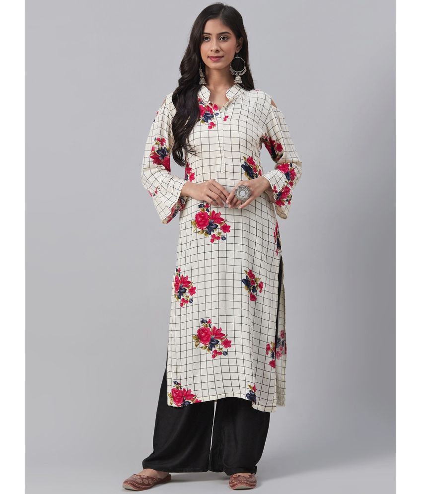     			Vaamsi Cotton Printed Straight Women's Kurti - Off White ( Pack of 1 )