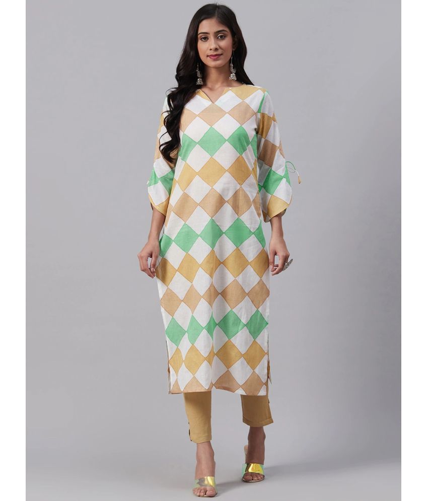     			Vaamsi Cotton Printed Straight Women's Kurti - Off White ( Pack of 1 )