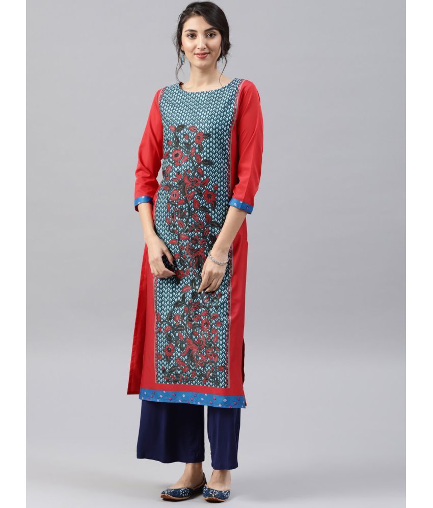     			Vaamsi Crepe Printed Straight Women's Kurti - Red ( Pack of 1 )