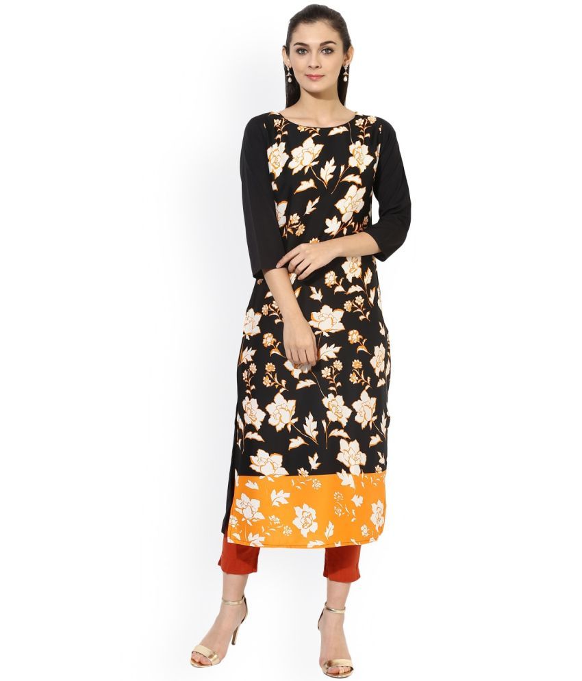     			Vaamsi Polyester Printed Straight Women's Kurti - Black ( Pack of 1 )