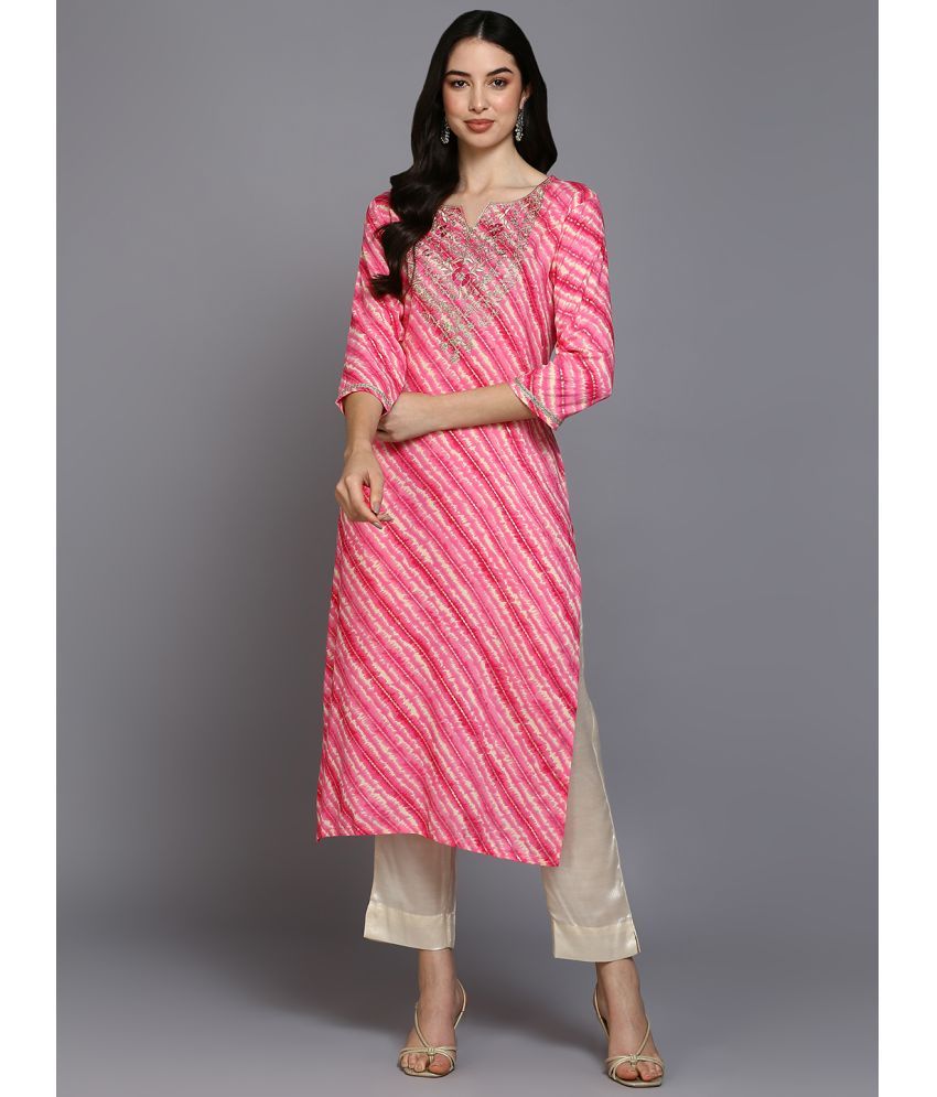     			Vaamsi Viscose Printed Straight Women's Kurti - Pink ( Pack of 1 )