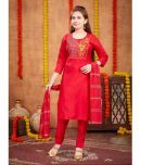 Aarika Girls Silk Kurta and Pant Set ( Pack of 1 , Red )