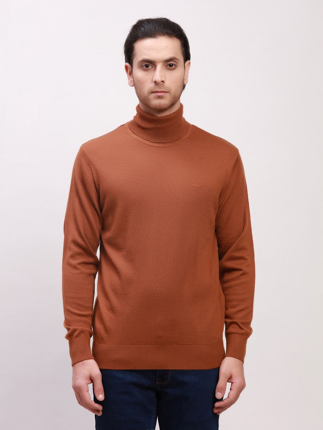     			Colorplus Acrylic High Neck Men's Full Sleeves Pullover Sweater - Coffee ( Pack of 1 )