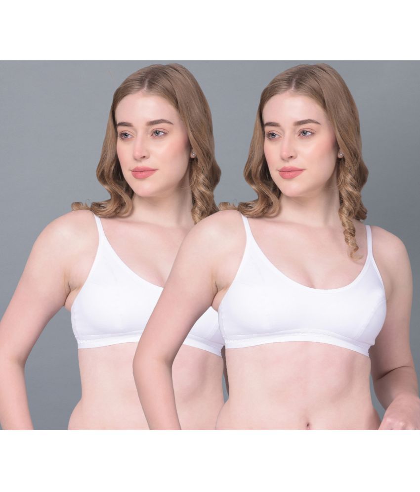     			Dollar Missy White Cotton Non Padded Women's Cami bra ( Pack of 2 )