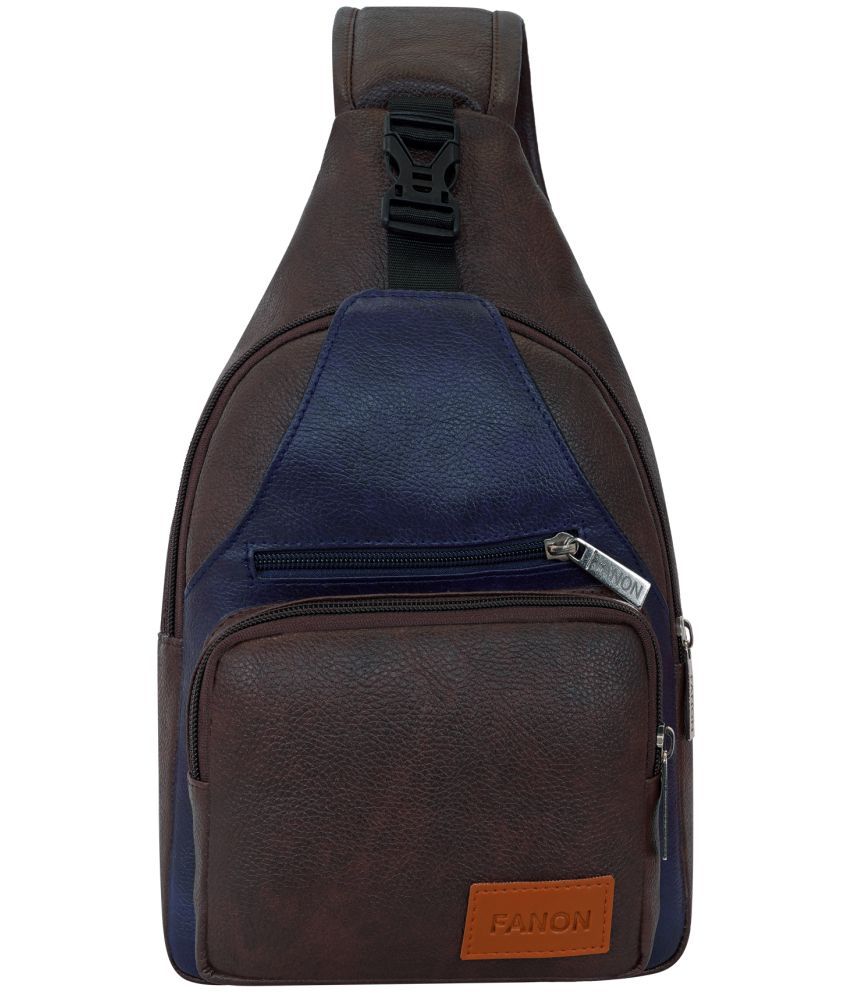     			FANON Brown PU Backpack ( 5 Ltrs )
