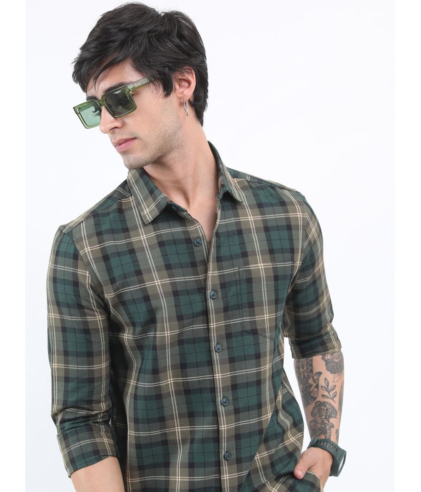     			Ketch Cotton Blend Slim Fit Checks Full Sleeves Men's Casual Shirt - Green ( Pack of 1 )