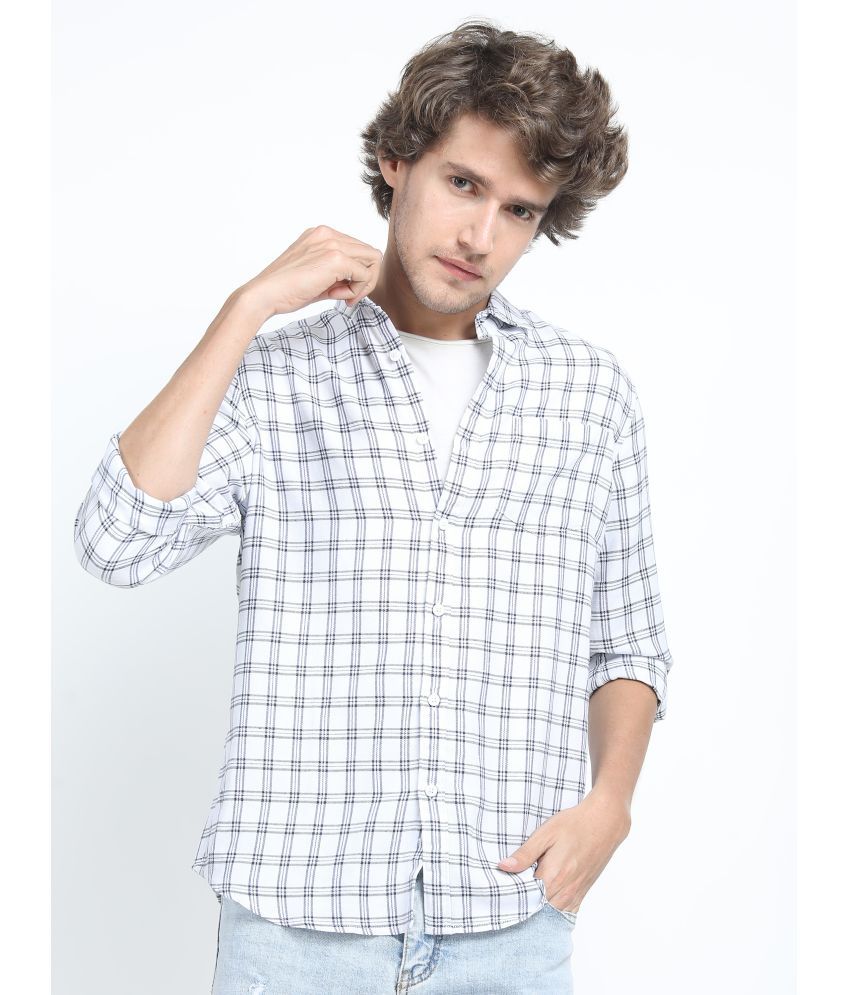     			Ketch Cotton Blend Slim Fit Checks Full Sleeves Men's Casual Shirt - White ( Pack of 1 )