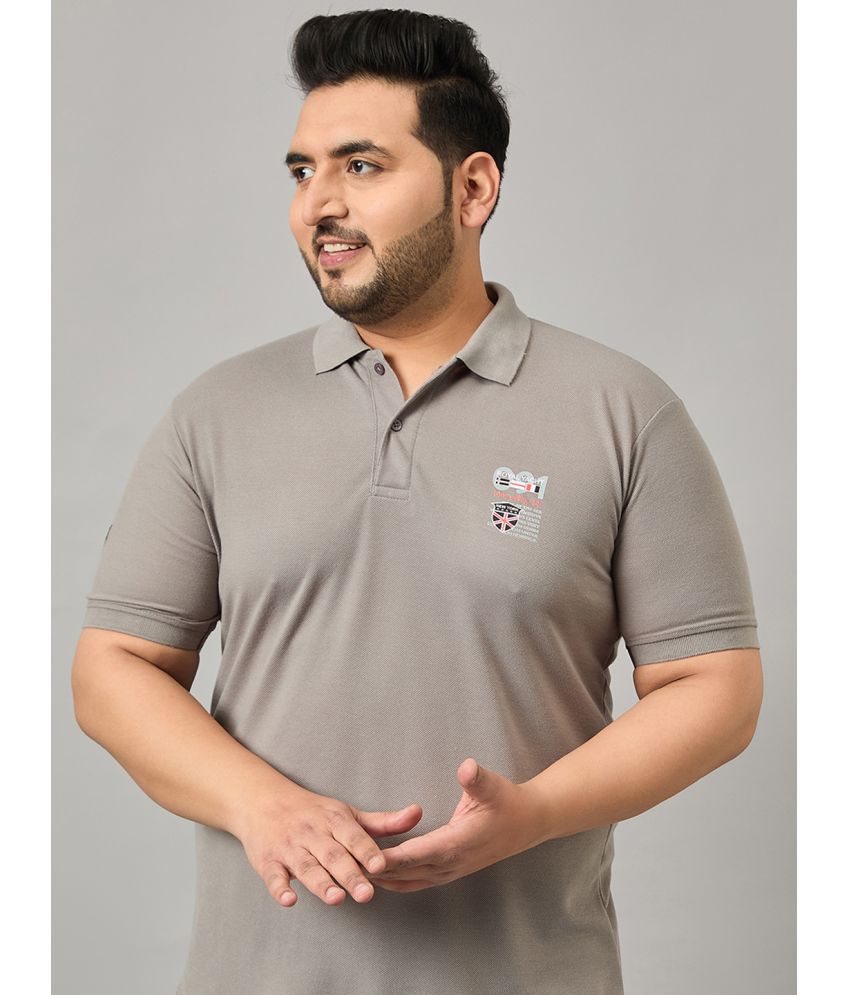     			MXN Cotton Blend Regular Fit Printed Half Sleeves Men's Polo T Shirt - Grey ( Pack of 1 )