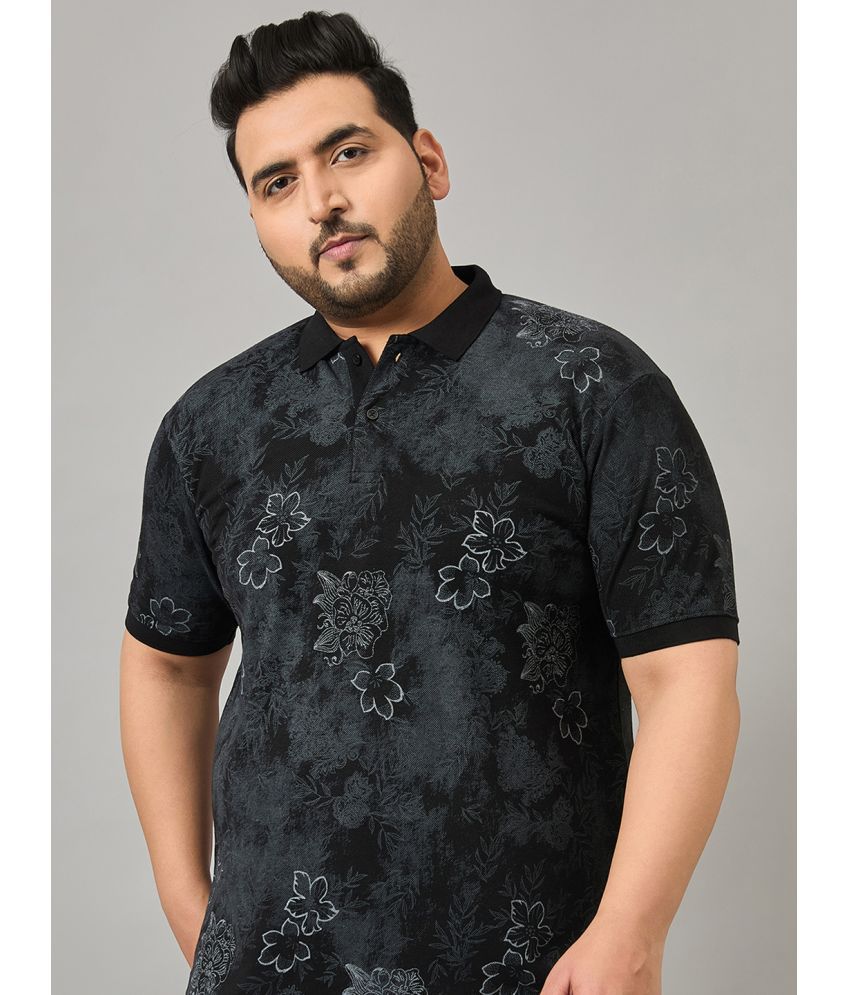     			Nyker Cotton Blend Regular Fit Printed Half Sleeves Men's Polo T Shirt - Black ( Pack of 1 )
