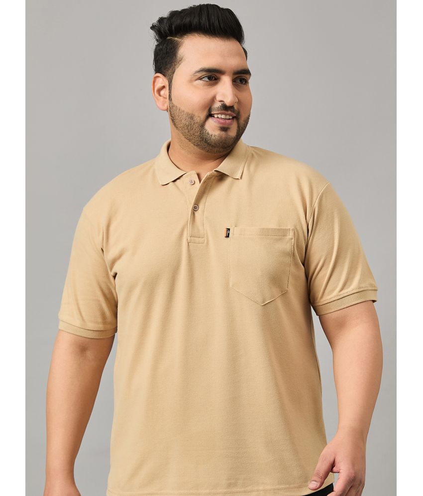     			Nyker Cotton Blend Regular Fit Solid Half Sleeves Men's Polo T Shirt - Beige ( Pack of 1 )