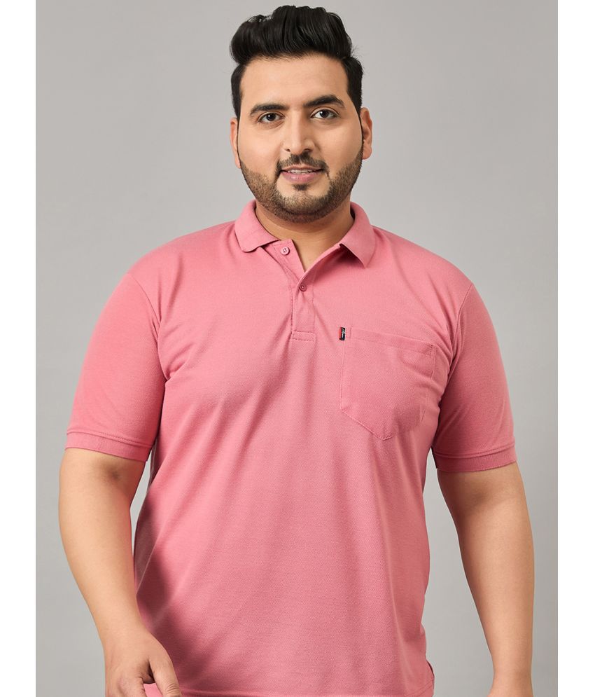     			Nyker Cotton Blend Regular Fit Solid Half Sleeves Men's Polo T Shirt - Peach ( Pack of 1 )